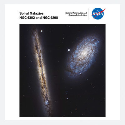 Espacio Galaxias espirales NGC 4302 y NGC 4298 / Spanish Lithograph: Spiral Galaxies NGC 4302 and NGC 4298
