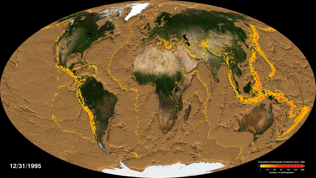 Global Earthquake Activity and Seafloor Features