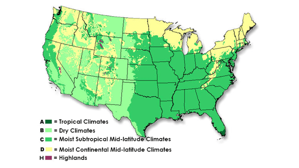 Major U.S. Climate Zones