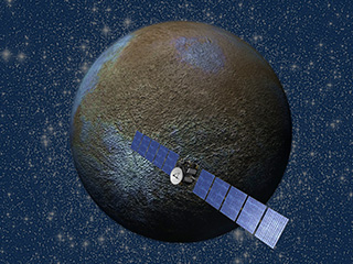 Artist's concept of the Dawn spacecraft at Ceres