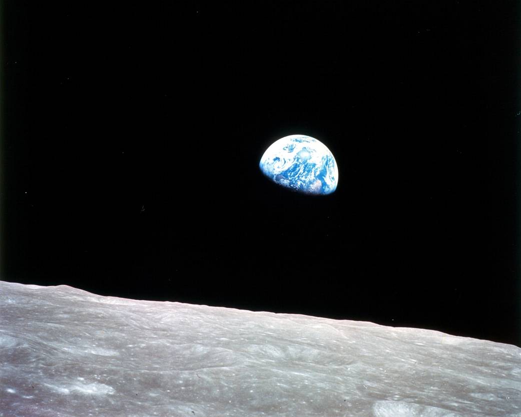 earth over lunar horizon