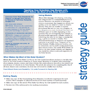 Teaching How Scientists Use Models with “What Makes Up Most of the Solar System”