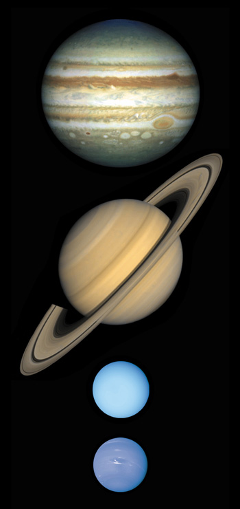 Jupiter, Saturn, Uranus and Neptune