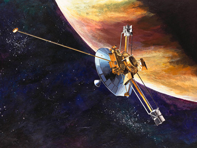 Artist's rendition of Pioneer 10 at Jupiter