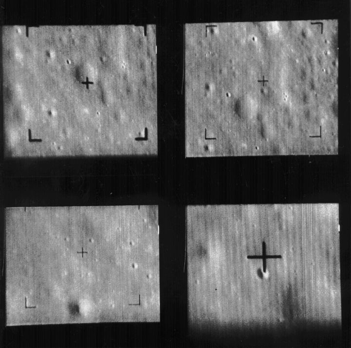 Four images of the Moon's surface.