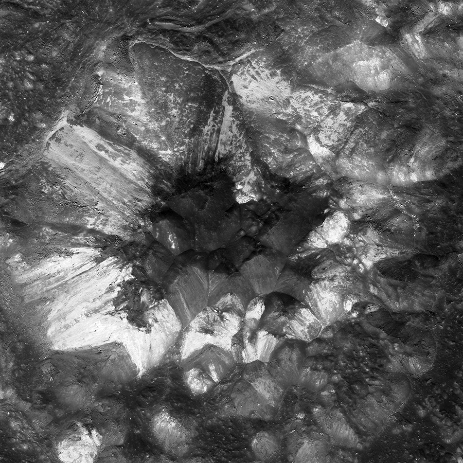 Rocky, jagged terrain of Jackson Crater