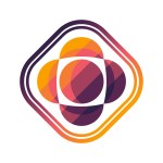 An unlabeled logo for NASA's Psyche mission. It's a square shape with multiple colors and a white background.