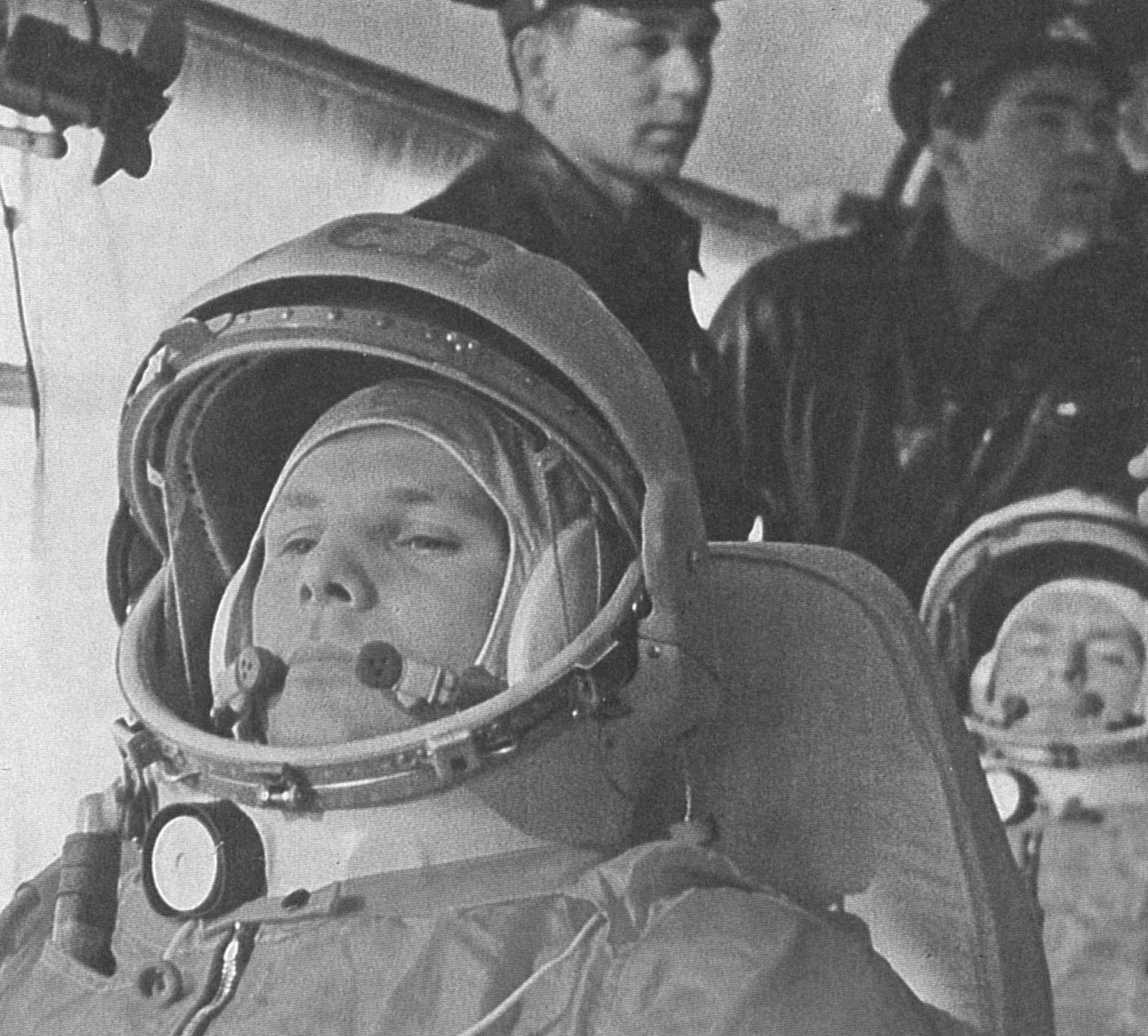 Yuri Gagarin on his way to the launch pad.
