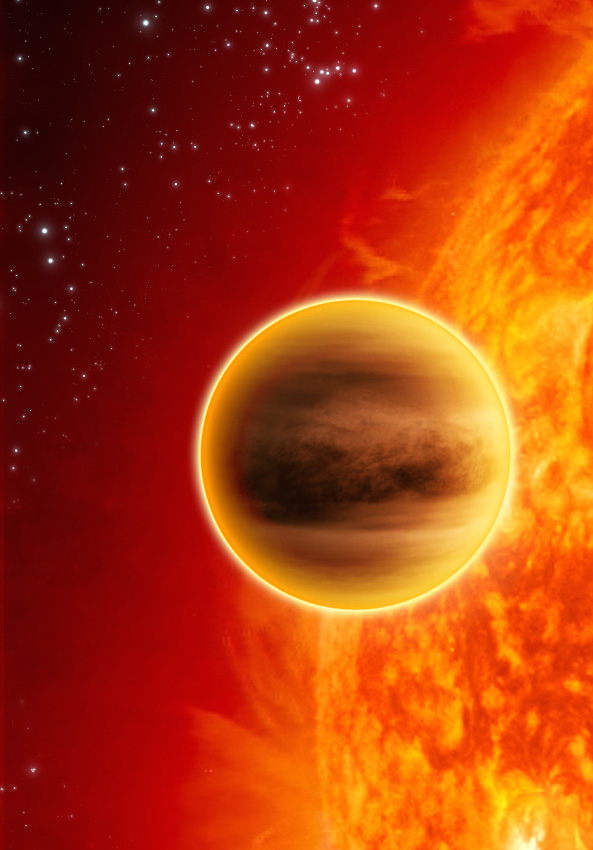Illustration of 51 Pegasi b, a "hot Jupiter" that began a gold rush of exoplanet discovery.