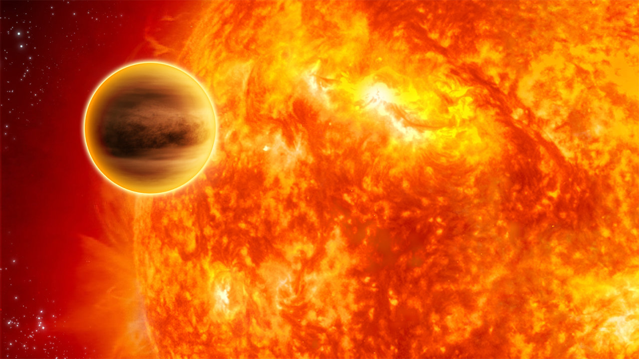 Illustration of a hot exoplanet.
