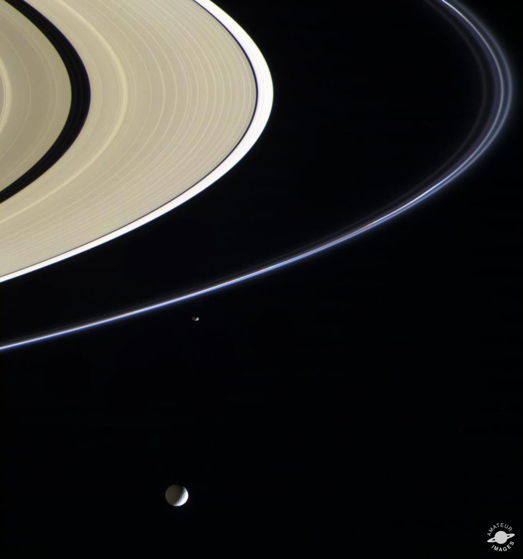 Saturn's rings and moons.