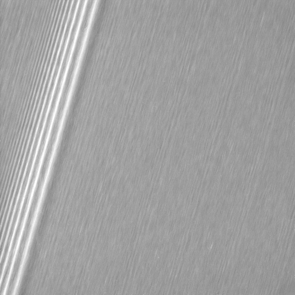 Black and white image of Saturn's A ring.