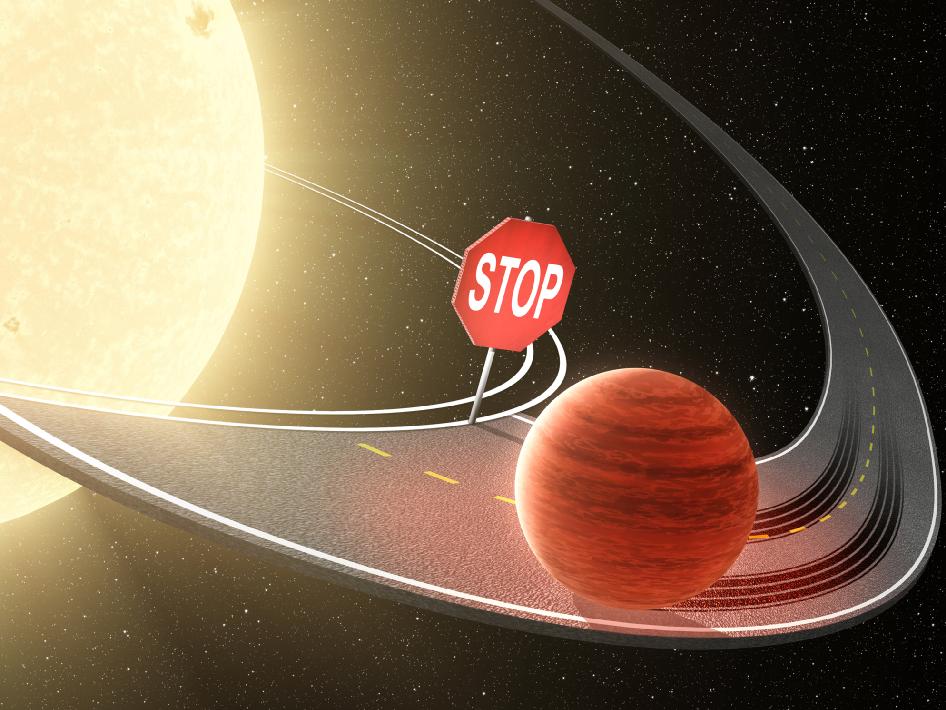 On the Road Toward a Star, Planets Halt Their Migration (Artist Concept)
