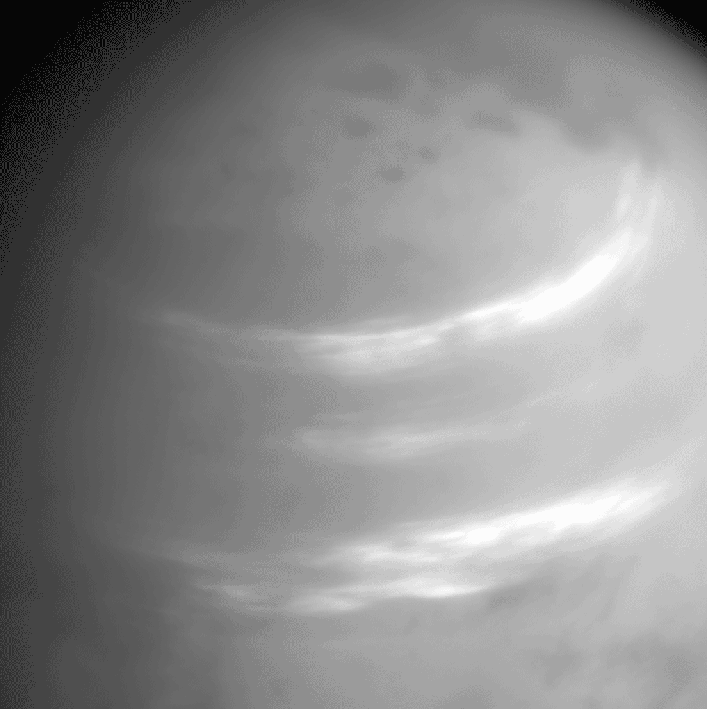 Animated GIF showing changes in Titan's clouds.