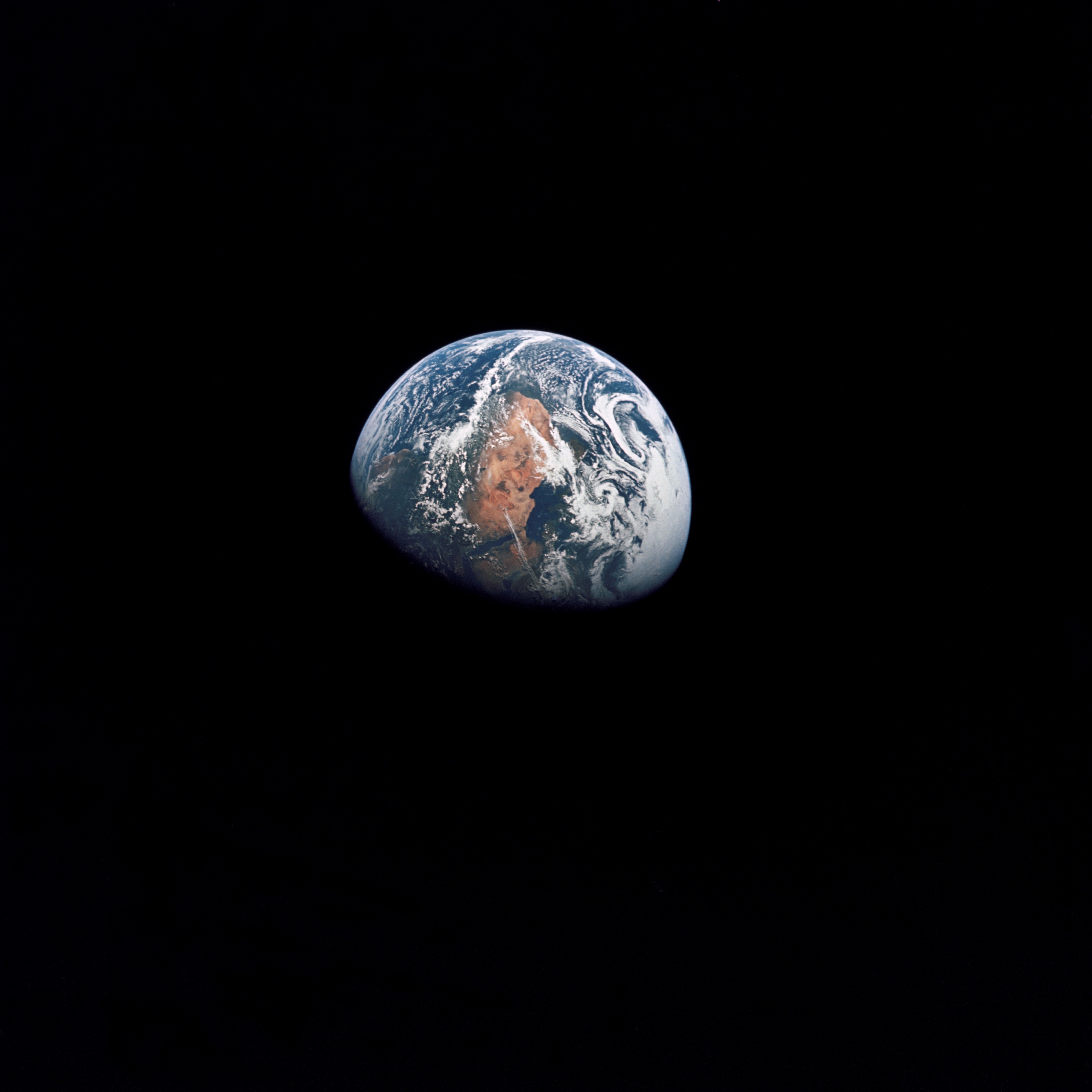 An Apollo 10 photograph of Earth taken from 100,000 miles away.