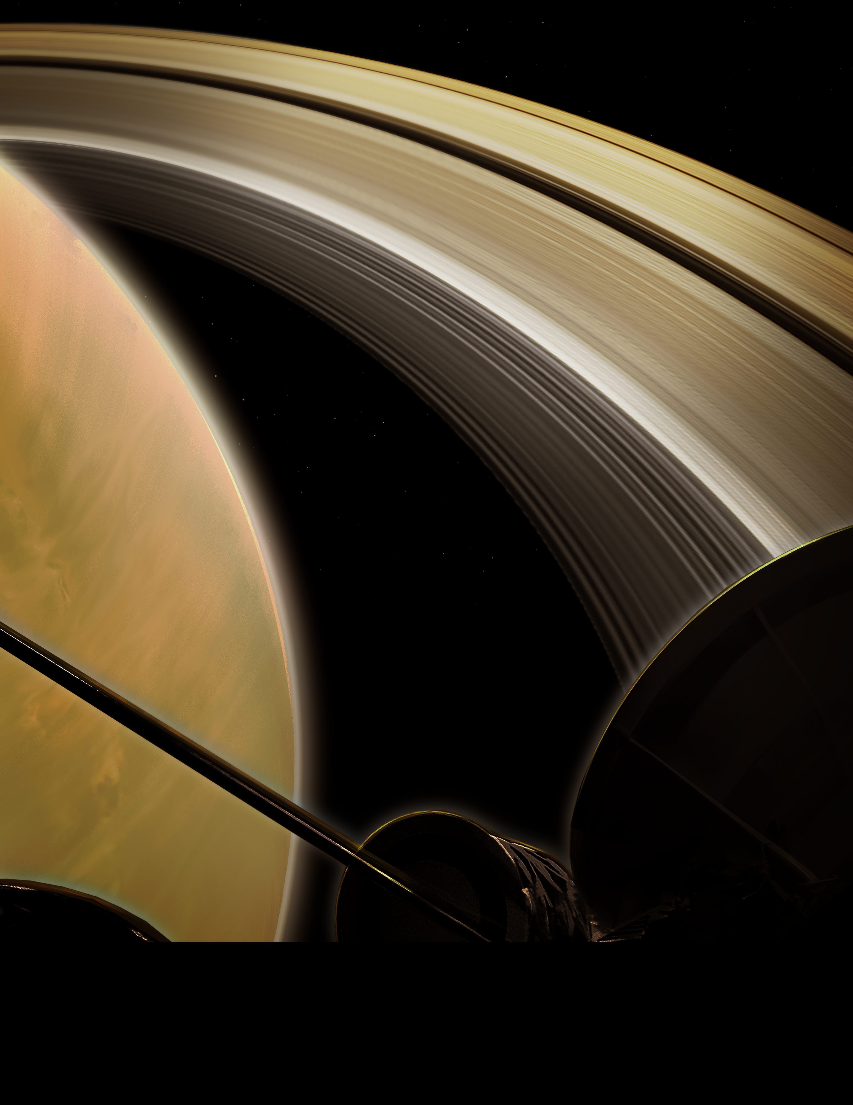 Illustration of spacecraft over Saturn.
