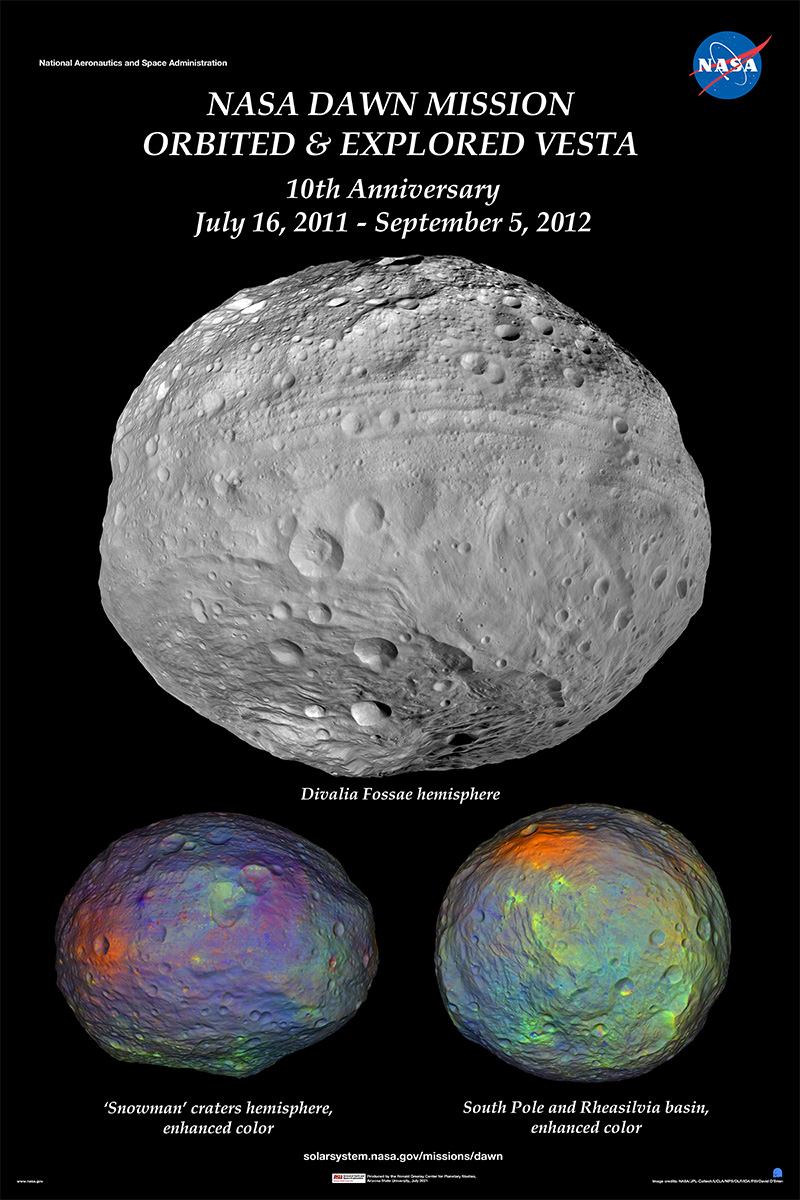 Poster marking 10th anniversary of Dawn's mission to asteroid Vesta
