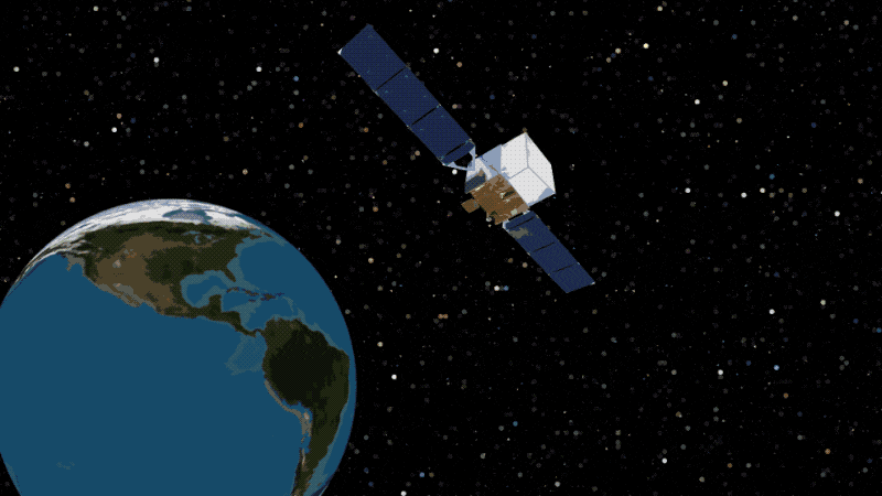 This animated GIF shows a fun animation of what happened on Aug. 17, 2017. The scene shows Earth on the left side with a cartoon depiction of the Fermi satellite near the center. The image appears to ripple, starting from a dot on the upper right of the image. A speech bubble raises from two site on Earth that says, “Did you hear that?” Then, 1.7 seconds after the ripple, a magenta “blast” of light appears where the ripple originated, and the Fermi telescope has a speech bubble that says, “I sure saw it!”