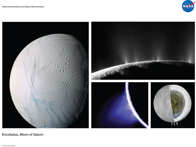 Enceladus, Moon of Saturn lithograph
