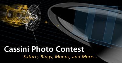 Cassini Photo Contest banner depicting the Cassini spacecraft taking images