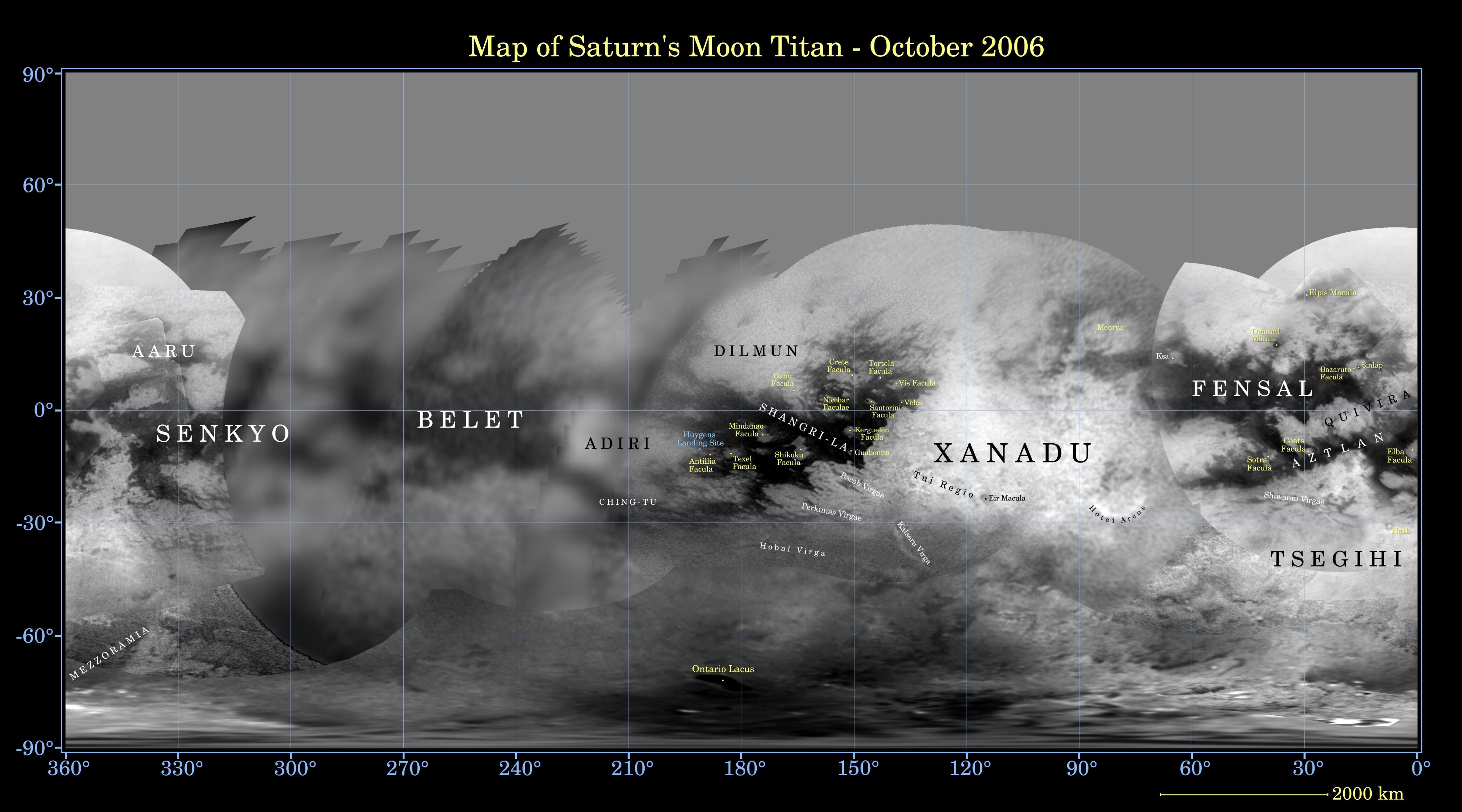 Map of Titan with labels