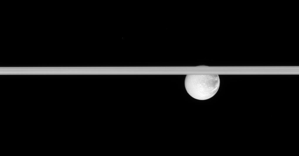 Saturn's rings and Dione