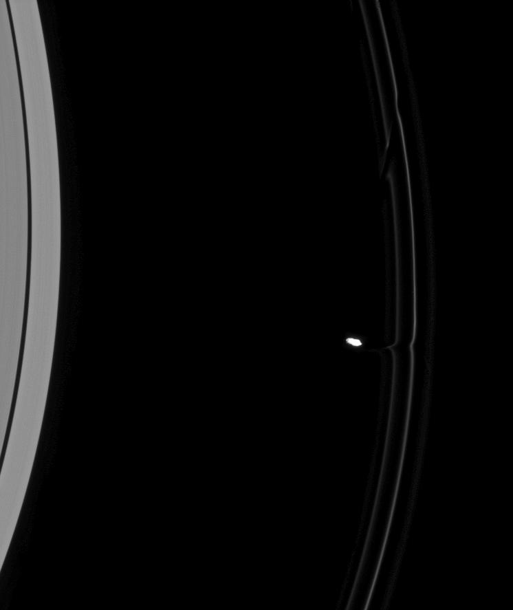 Prometheus pulls material away Saturn's F ring