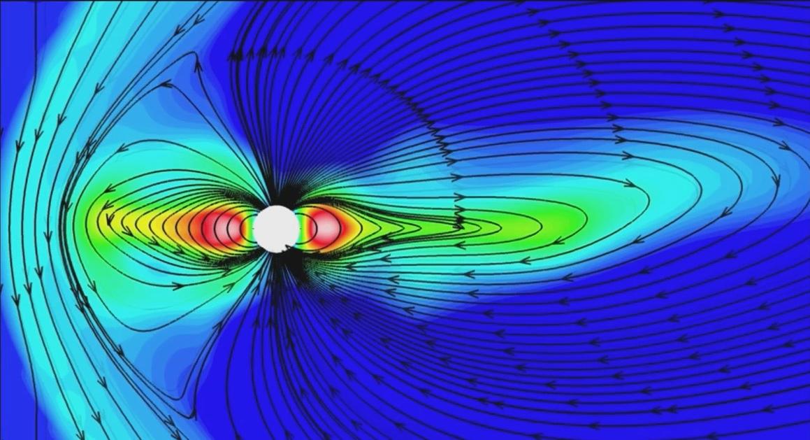 Video shows different views of the interaction of Saturn's magnetosphere with the solar wind