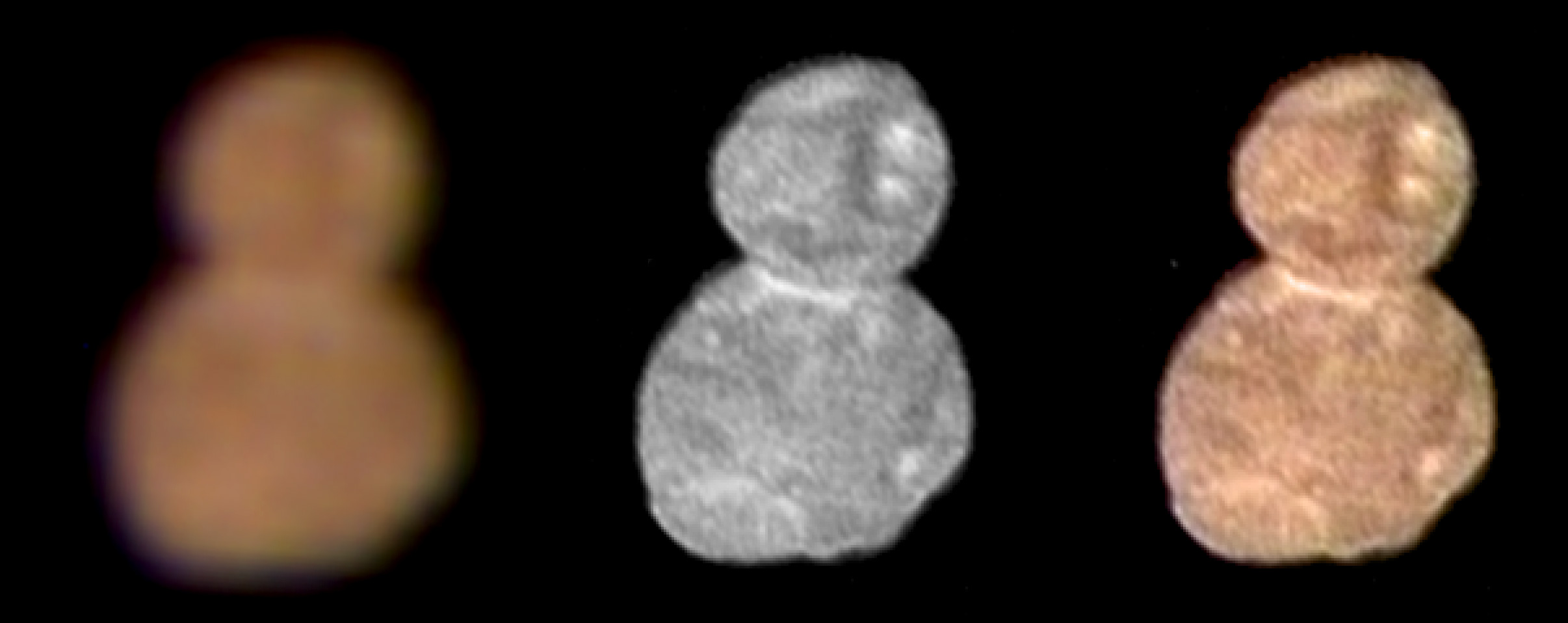 Three views of the object showing how color data was overlaid on a higher resolution view to create the color view