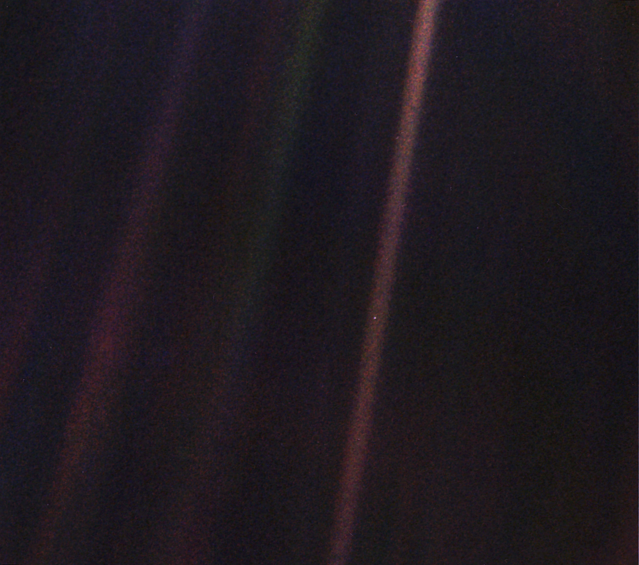 Photograph of Earth taken on Feb. 14, 1990, by NASA’s Voyager 1 spacecraft.