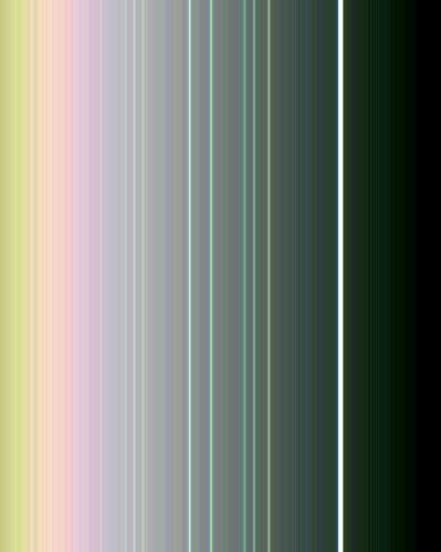 This false-color view of the rings of Uranus was made from images taken by Voyager 2 on Jan. 21, 1986, from a distance of 4.17 million kilometers (2.59 million miles).