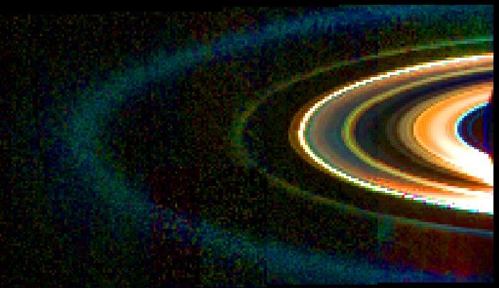 A mosaic of Saturn's rings acquired by Cassini's visual and infrared mapping spectrometer instrument