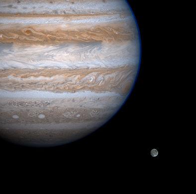 Image of Jupiter and its moon Ganymede