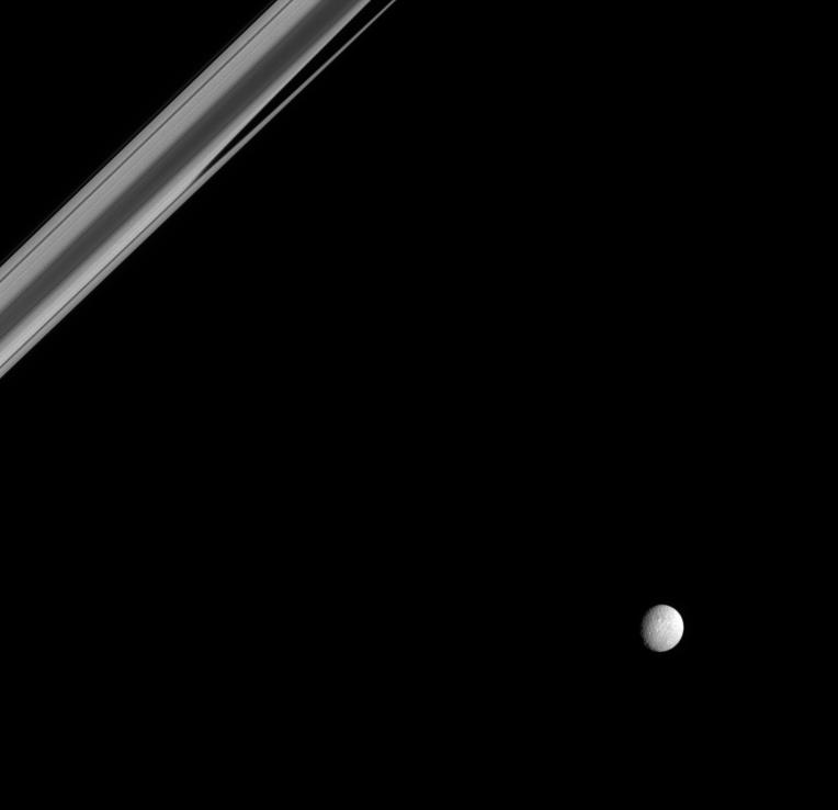 Mimas and a portion of Saturn's rings