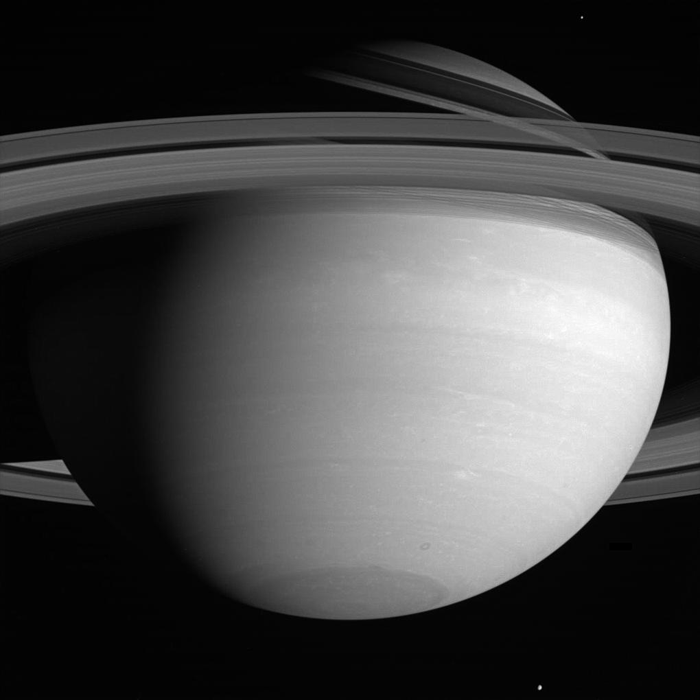 Saturn, Mimas and Tethys