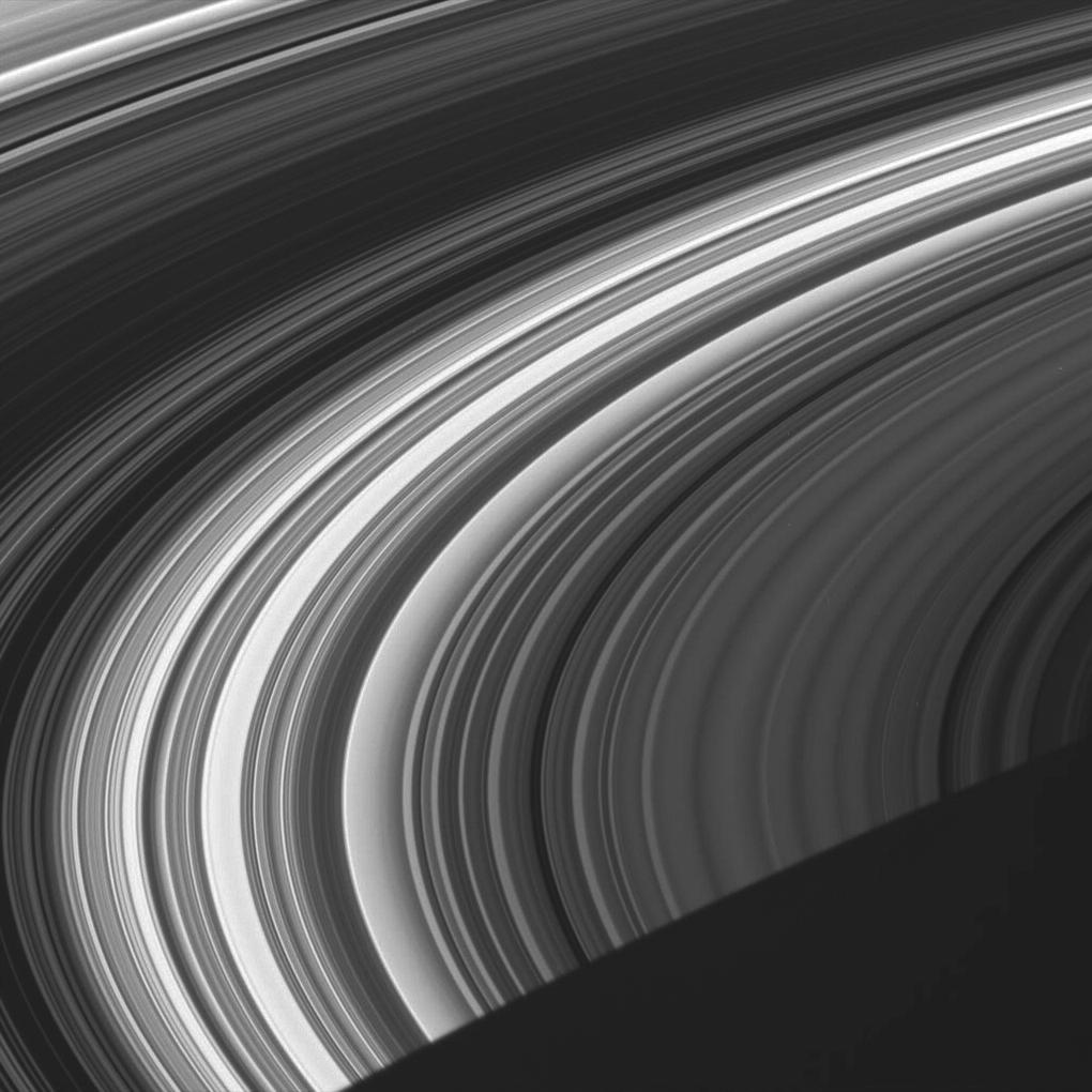 the unlit face of Saturn's rings