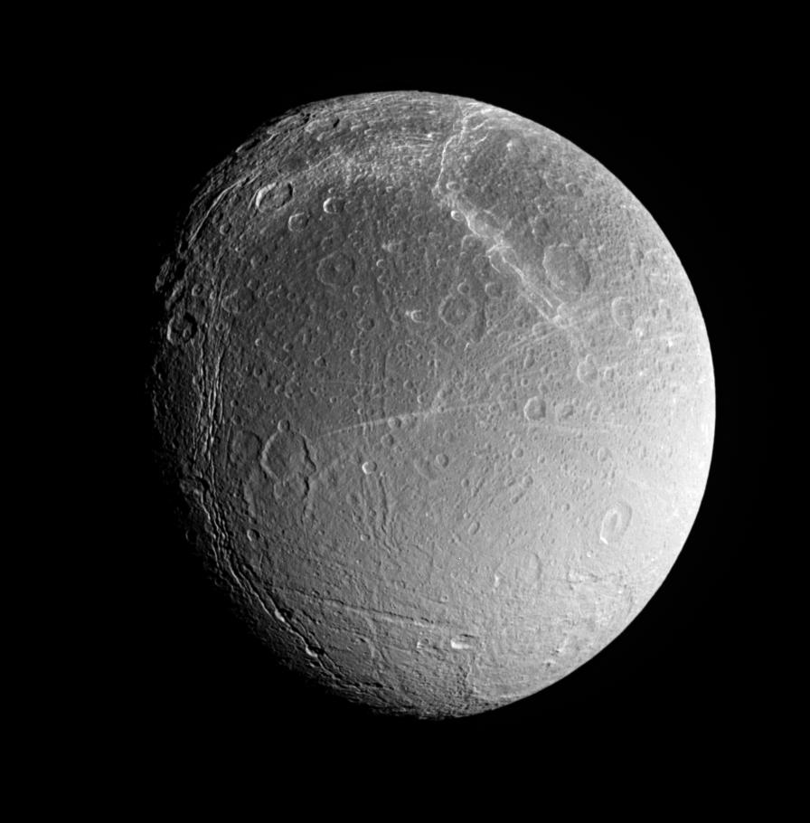 This is an image of Dione's southern polar region.