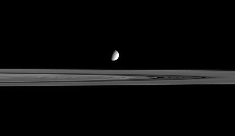 Enceladus amongst the rings