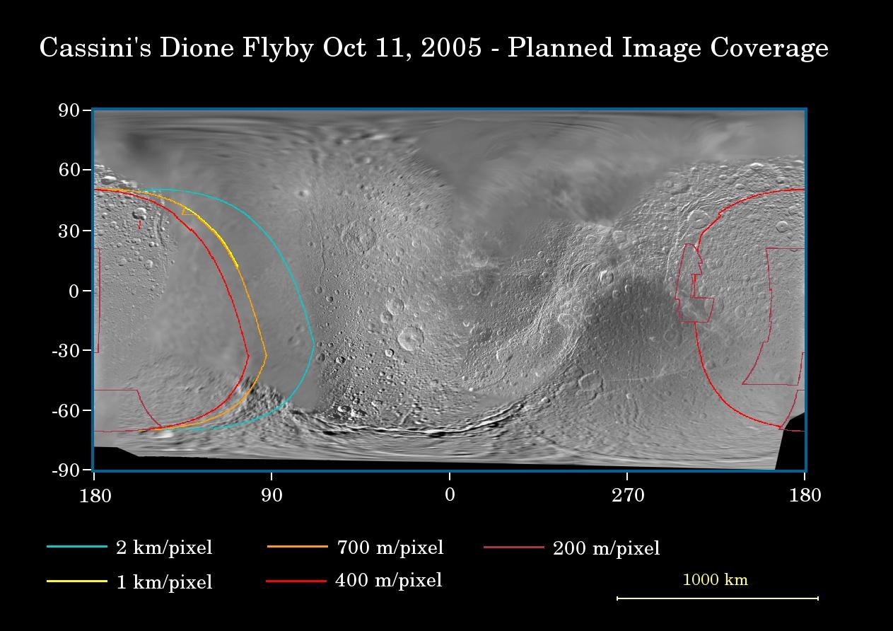 an image map of the Oct. 11, 2005 Dione flyby