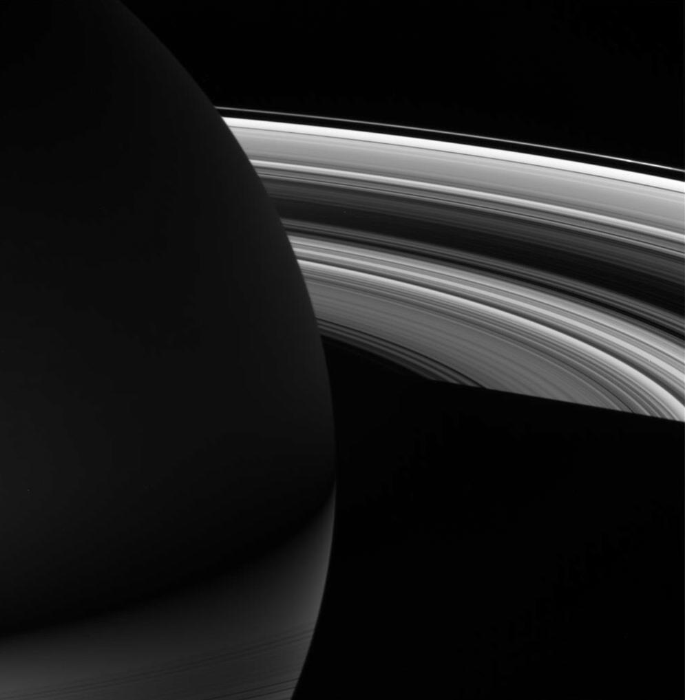 The night skies of Saturn graced by the planet's dazzling rings