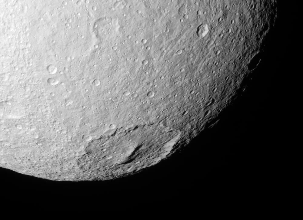 The crater Melanthius on Saturn's moon Tethys