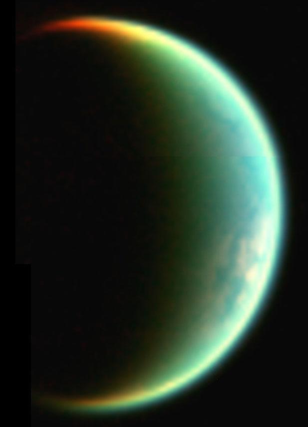 Crescent view of Titan, composite image