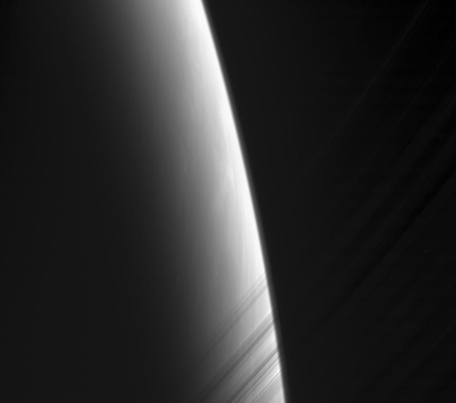Daybreak on Saturn through the delicate strands of the C ring