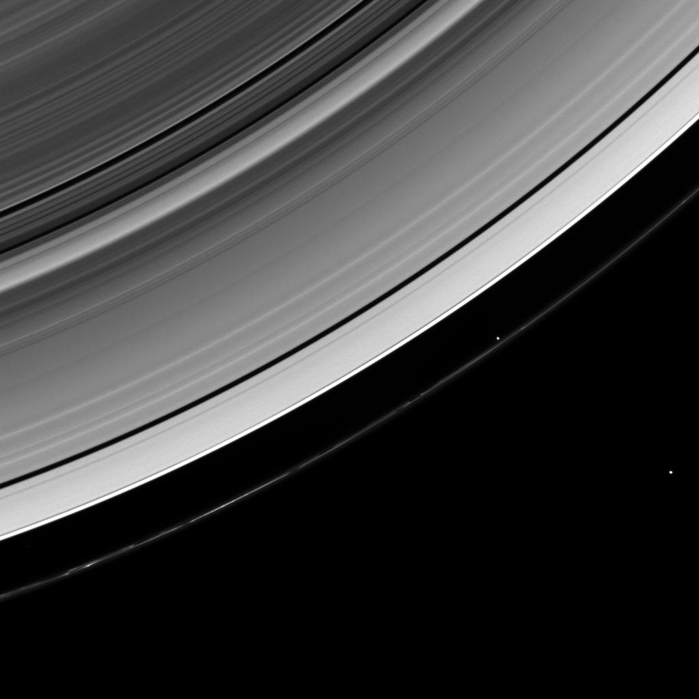 Prometheus, Janus and Saturn's rings