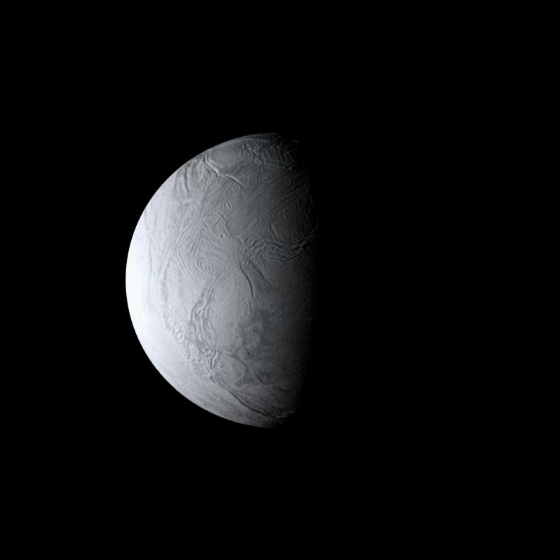 Enceladus' wrinkled south polar region