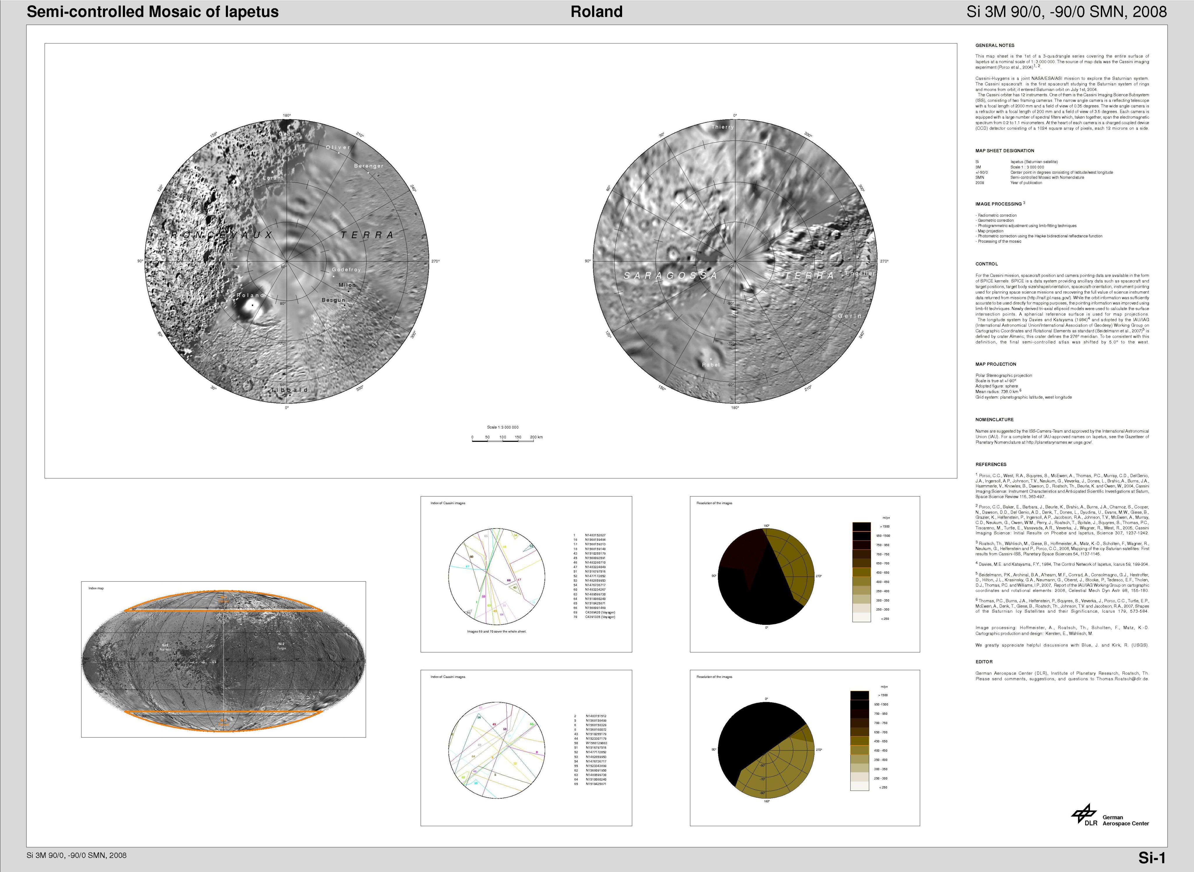 Cartographic map sheets of Iapetus