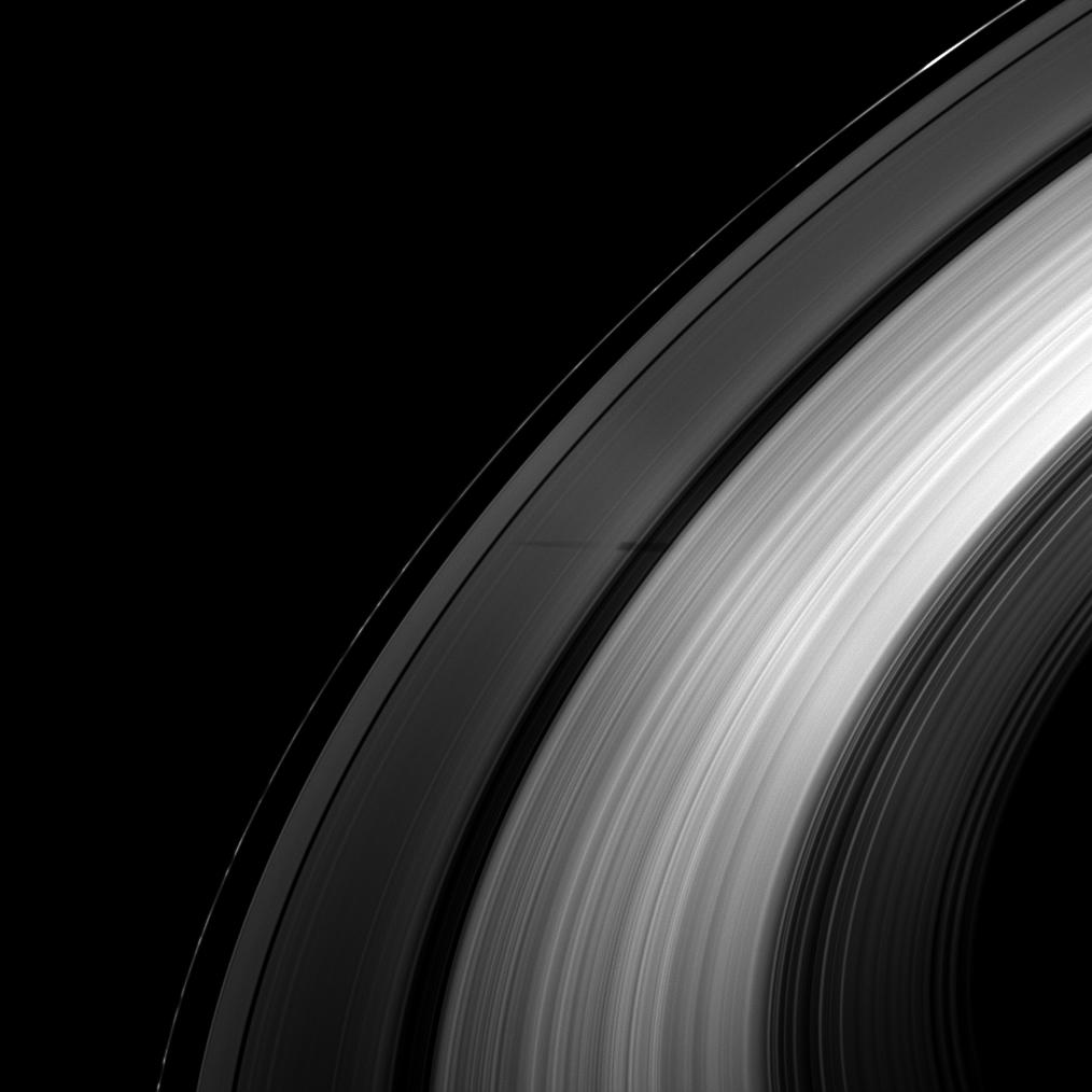 Tethys' shadow on Saturn's rings
