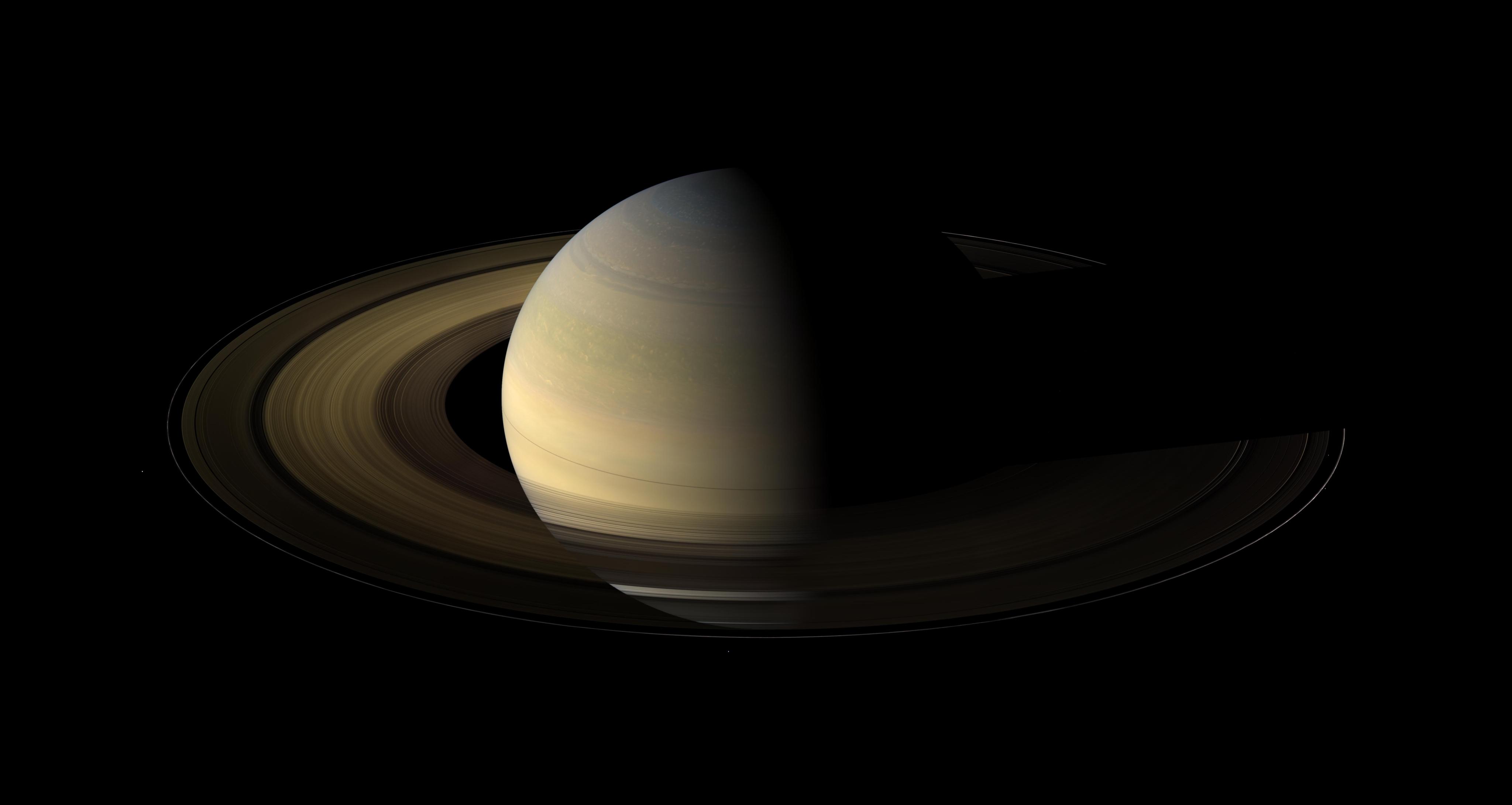 Of the countless equinoxes Saturn has seen since the birth of the solar system, this one, captured here in a mosaic of light and dark, is the first witnessed up close by an emissary from Earth … none other than our faithful robotic explorer, Cassini.