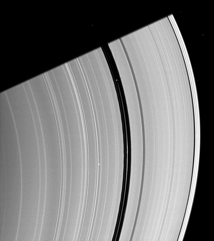 Pan casts a short shadow on Saturn's A ring
