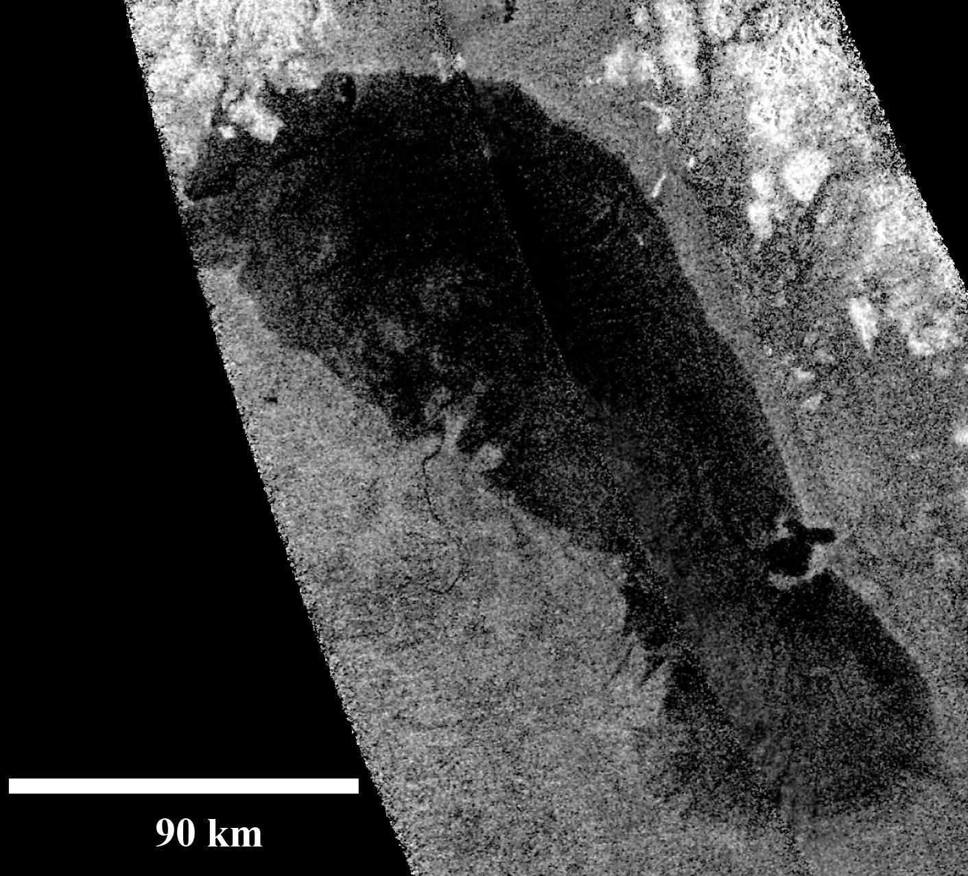 Ontario Lacus, the largest lake on the southern hemisphere of Saturn’s moon Titan
